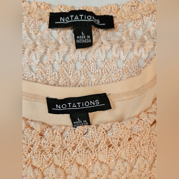 Notations Womens Orange Ombre Short Sleeve Top With Separate Tank Top Size Large - Picture 3 of 7